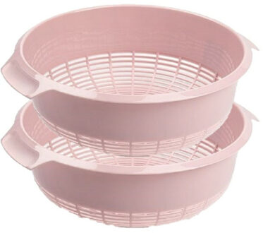 Forte Plastics PlasticForte set van 2x stuks kunststof keuken vergiet van 27 x 10 cm oud roze - Vergieten
