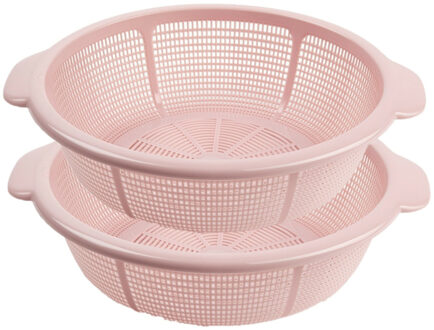 Forte Plastics PlasticForte set van 2x stuks kunststof keuken vergiet van 31 x 9.5 cm roze - Vergieten