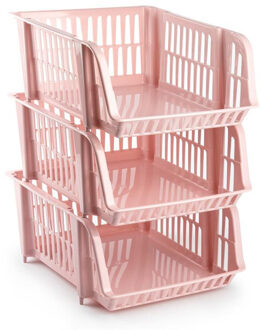 Forte Plastics Plasticforte Stapelbare opbergmand - Oud roze - 16L - kunststof - 38 x 28 x 15 cm - Opbergmanden