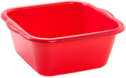 Forte Plastics Plasticforte teiltje/afwasbak - vierkant - kunststof - 10 liter - 36 x 34 x 15 cm - Rood - Afwasbak