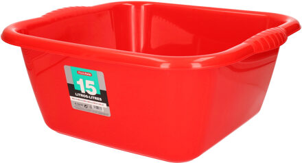 Forte Plastics Plasticforte teiltje/afwasbak - vierkant - kunststof - 15L - Rood - Afwasbak