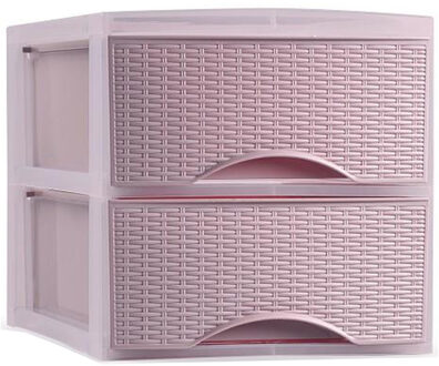 Forte Plastics Plasticforte Thuis kantoor organizer ladeblok - 25 x 37 x 26 cm - Kunststof - Roze - 2 lades - Ladeblok