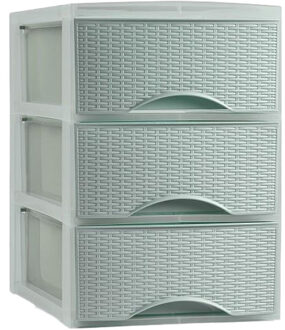 Forte Plastics PlasticForte Thuis kantoor organizer ladeblok - 26 x 37 x 37 cm - Kunststof - Groen - 3 lades - Ladeblok