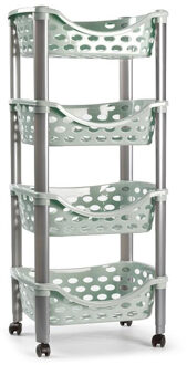 Forte Plastics Plasticforte Trolley wieltjes - 4-laags - groen - kunststof - 40x88 cm - Opberg trolley