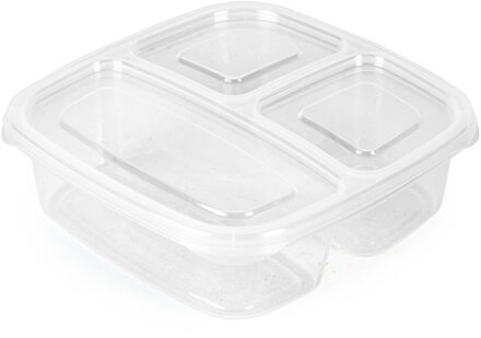 Forte Plastics PlasticForte Vershoudbakje - 1 ST - 3-vaks - 1,2L - meal prep bakje - Vershoudbakjes Transparant