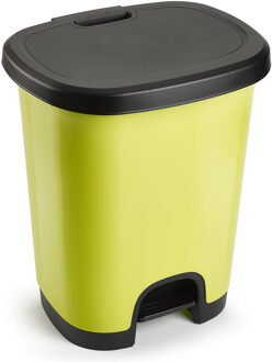 Forte Plastics Plasticforte vuilvisbak Pedaalemmer - groen/zwart - 18 liter - 33 x 28 x 40 cm - kunststof - afval - Pedaalemmers