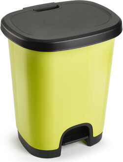 Forte Plastics Plasticforte vuilvisbak Pedaalemmer - groen/zwart - 27 liter - 38 x 32 x 45 cm - kunststof - afval - Pedaalemmers