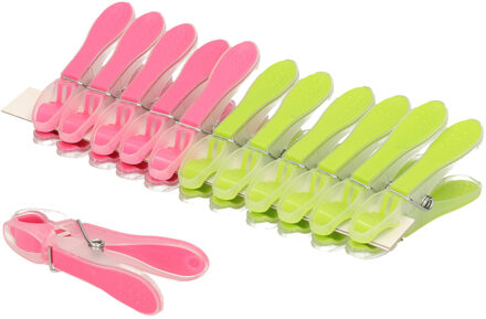 Forte Plastics PlasticForte Wasknijpers - 24x - groen/roze - kunststof /metaal - 8 cm - Knijpers