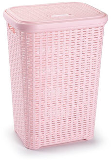 Forte Plastics Plasticforte Wasmand met deksel - 60L- roze - kunststof - 35x43x62 cm - Wasmanden