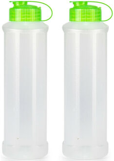 Forte Plastics Plasticforte Waterfles/bidon 2x - 1600 ml - transparant/groen - Drinkflessen