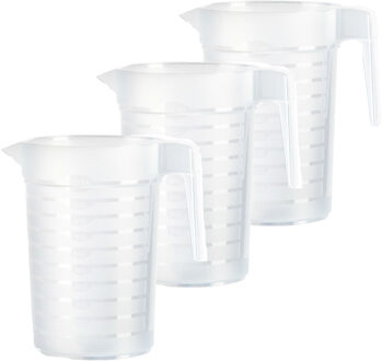 Forte Plastics Plasticforte Waterkan/schenkkan - 3x - transparant - 2000 ML - kunststof - Schenkkannen