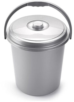 Forte Plastics Schoonmaakemmer/vuilnisemmer met deksel 21 liter zilver - Emmers Zilverkleurig