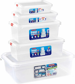 Forte Plastics Set van 11x stuks diepvries vershoudbakjes met stevige deksel in 5x verschillende formaten