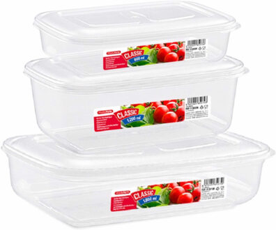 Forte Plastics Set van 12x stuks diepvries vershoudbakjes met stevige deksel in 3x verschillende formaten