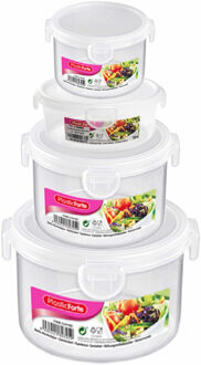 Forte Plastics Set van 14x stuks diepvries vershoudbakjes met stevige deksel in 4x formaten 600/700/1000/1600 ml - Voedsel bewaarbakjes