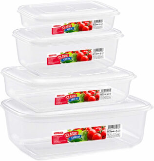 Forte Plastics Set van 14x stuks diepvries vershoudbakjes met stevige deksel in 4x verschillende formaten - Voedsel bewaarbakjes