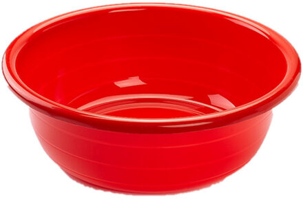 Forte Plastics Set van 2x stuks grote kunststof teiltje/afwasbak rond 11 liter rood - Afwasbak