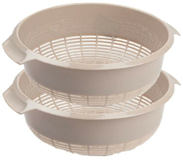 Forte Plastics set van 2x stuks kunststof keuken vergiet van 27 x 10 cm taupe