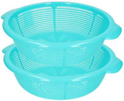 Forte Plastics set van 2x stuks kunststof keuken vergiet van 31 x 9.5 cm blauw