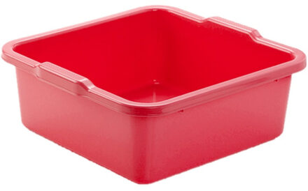 Forte Plastics Set van 2x stuks kunststof teiltje/afwasbak vierkant 11 liter rood - Afwasbak