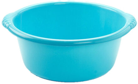 Forte Plastics Set van 2x stuks kunststof teiltjes/afwasbakken rond 10 liter blauw - Afwasbak