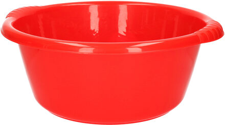 Forte Plastics Set van 2x stuks kunststof teiltjes/afwasbakken rond 10 liter rood - Afwasbak