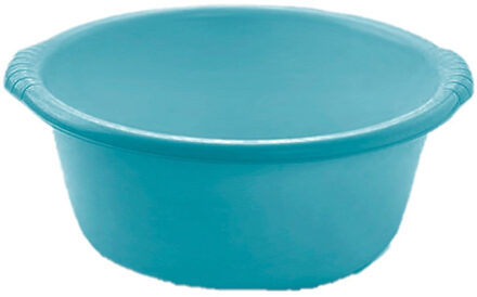 Forte Plastics Set van 2x stuks kunststof teiltjes/afwasbakken rond 10 liter turquoise - Afwasbak Blauw