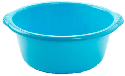 Forte Plastics Set van 2x stuks kunststof teiltjes/afwasbakken rond 20 liter blauw - Afwasbak