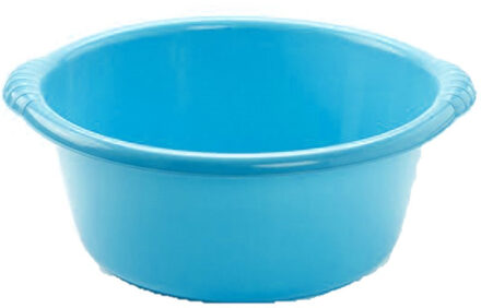 Forte Plastics Set van 2x stuks kunststof teiltjes/afwasbakken rond 6 liter blauw - Afwasbak
