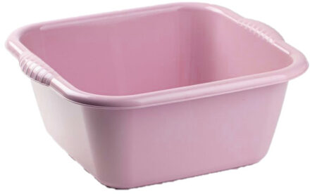 Forte Plastics Set van 2x stuks kunststof teiltjes/afwasbakken vierkant 10 liter oud roze - Afwasbak
