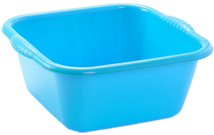 Forte Plastics Set van 2x stuks kunststof teiltjes/afwasbakken vierkant 15 liter blauw - Afwasbak