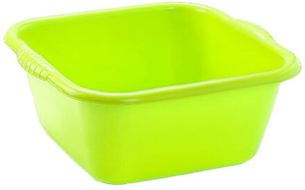 Forte Plastics Set van 2x stuks kunststof teiltjes/afwasbakken vierkant 25 liter groen - Afwasbak