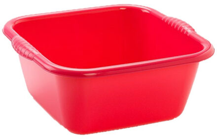 Forte Plastics Set van 2x stuks kunststof teiltjes/afwasbakken vierkant 25 liter rood - Afwasbak