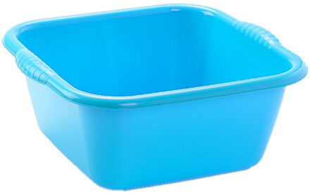 Forte Plastics Set van 2x stuks kunststof teiltjes/afwasbakken vierkant 6 liter blauw - Afwasbak