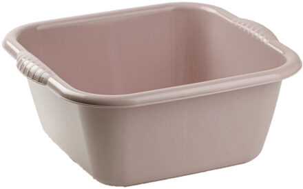 Forte Plastics Set van 2x stuks kunststof teiltjes/afwasbakken vierkant 6 liter taupe - Afwasbak