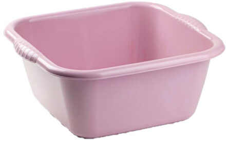 Forte Plastics Set van 2x stuks kunststof teiltjes/afwasbakkwn vierkant 10 liter oud roze - Afwasbak