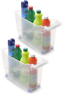 Forte Plastics Set van 2x stuks kunststof trolleys transparant op wieltjes L45 x B17 x H29 cm - Opberg trolley