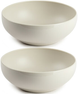 Forte Plastics Set van 4x kommetjes/schaaltjes - Dessert/ontbijt - Kunststof - D16 cm - Beige - Kommetjes