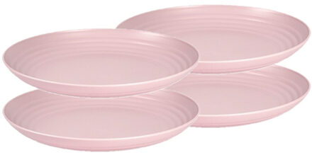 Forte Plastics Set van 4x stuks rond kunststof borden oud roze 25 cm - Dinerborden