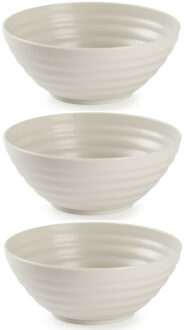 Forte Plastics Set van 6x kommetjes/schaaltjes - Dessert/ontbijt - Kunststof - D14 cm - Beige - Kommetjes