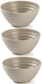 Forte Plastics Set van 6x kommetjes/schaaltjes - Dessert/ontbijt - Kunststof - D14 cm - Taupe - Kommetjes