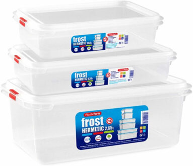 Forte Plastics Set van 9x stuks diepvries vershoudbakjes met stevige deksel in 3x verschillende formaten - Voedsel bewaarbakjes