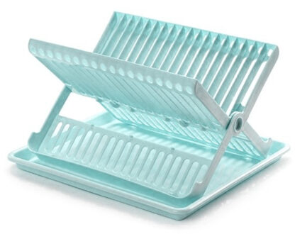 Forte Plastics Turquoise afdruiprek 2-laags met lekbak 37 x 33 x 21 cm - Afdruiprekken Blauw