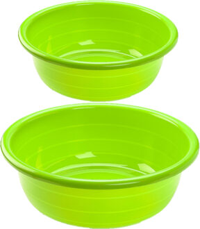 Forte Plastics Voordeel set multi-functionele kunststof afwas teiltjes groen in 2-formaten