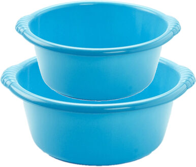 Forte Plastics Voordeelset multi-functionele kunststof teiltjes blauw in 2-formaten