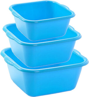 Forte Plastics Voordeelset multi-functionele kunststof teiltjes blauw in 3 formaten