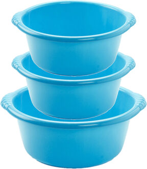 Forte Plastics Voordeelset multi-functionele kunststof teiltjes blauw in 3-formaten