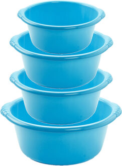 Forte Plastics Voordeelset multi-functionele kunststof teiltjes blauw in 4-formaten