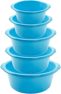 Forte Plastics Voordeelset multi-functionele kunststof teiltjes blauw in 5-formaten