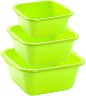 Forte Plastics Voordeelset multi-functionele kunststof teiltjes groen in 3 formaten